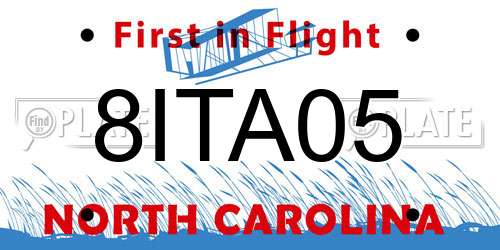 8ITA05 North Carolina License Plate