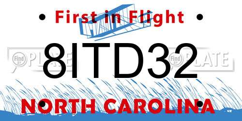 8ITD32 North Carolina License Plate