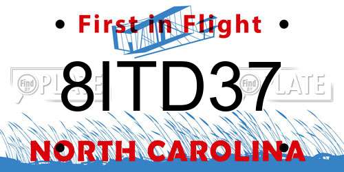 8ITD37 North Carolina License Plate