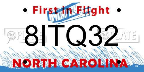 8ITQ32 North Carolina License Plate