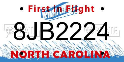 8JB2224 North Carolina License Plate