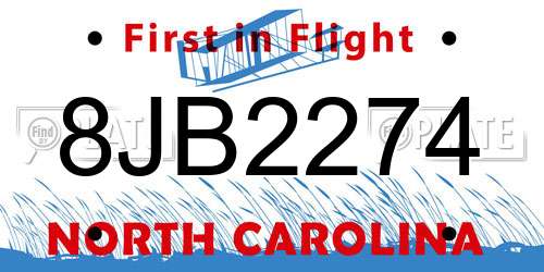 8JB2274 North Carolina License Plate