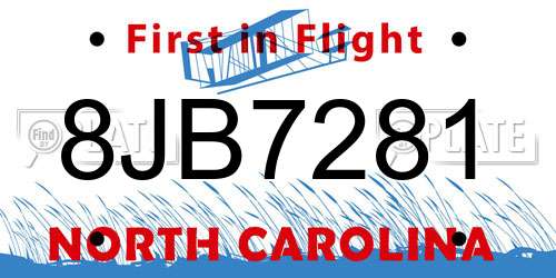 8JB7281 North Carolina License Plate