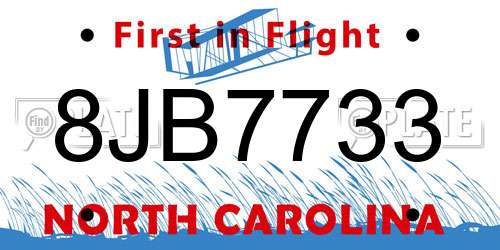 8JB7733 North Carolina License Plate