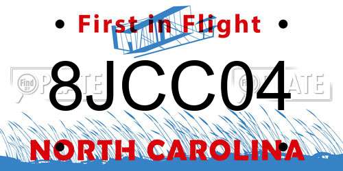 8JCC04 North Carolina License Plate
