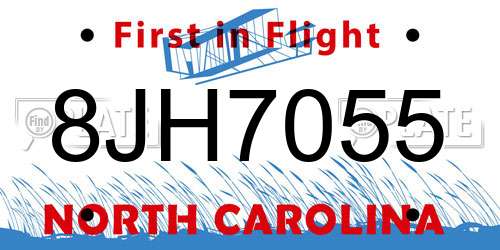 8JH7055 North Carolina License Plate