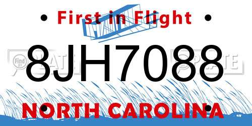 8JH7088 North Carolina License Plate