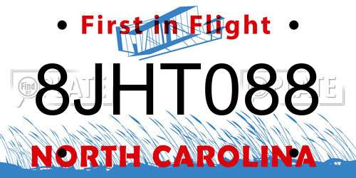 8JHT088 North Carolina License Plate