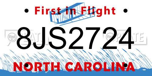 8JS2724 North Carolina License Plate