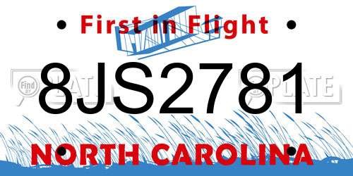 8JS2781 North Carolina License Plate