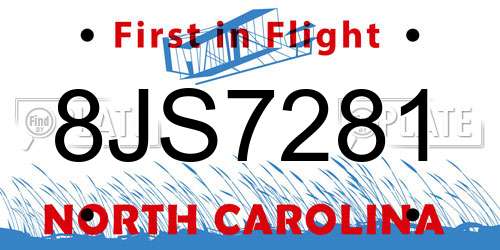8JS7281 North Carolina License Plate