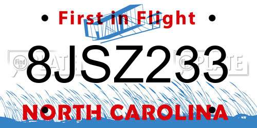 8JSZ233 North Carolina License Plate