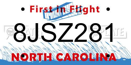 8JSZ281 North Carolina License Plate