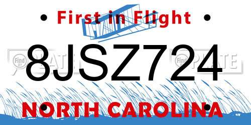 8JSZ724 North Carolina License Plate