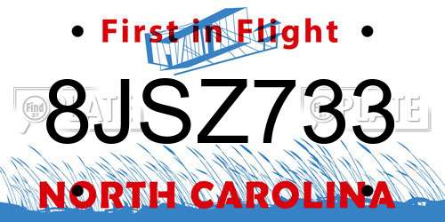 8JSZ733 North Carolina License Plate