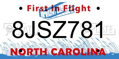 8JSZ781 North Carolina License Plate