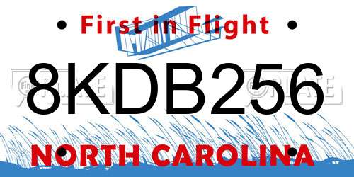 8KDB256 North Carolina License Plate