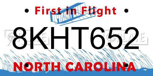 8KHT652 North Carolina License Plate