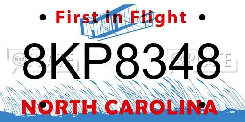 8KP8348 North Carolina License Plate