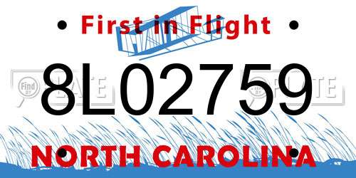 8L02759 North Carolina License Plate