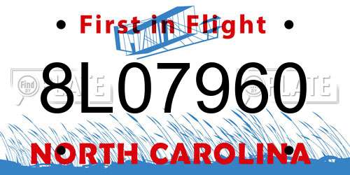 8L07960 North Carolina License Plate