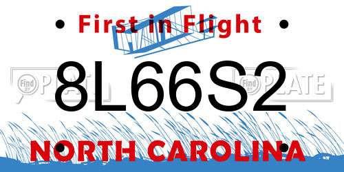 8L66S2 North Carolina License Plate