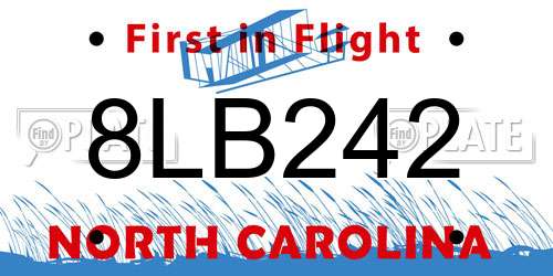 8LB242 North Carolina License Plate