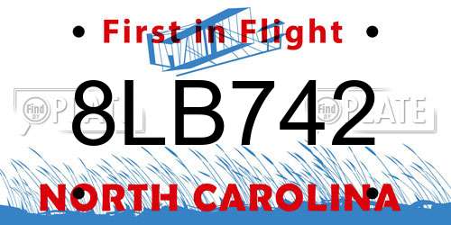 8LB742 North Carolina License Plate