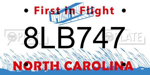 8LB747 North Carolina License Plate
