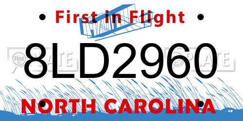 8LD2960 North Carolina License Plate