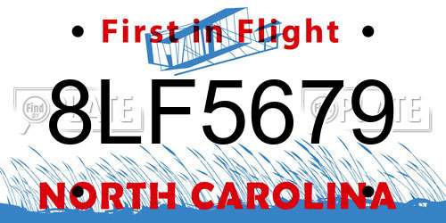 8LF5679 North Carolina License Plate