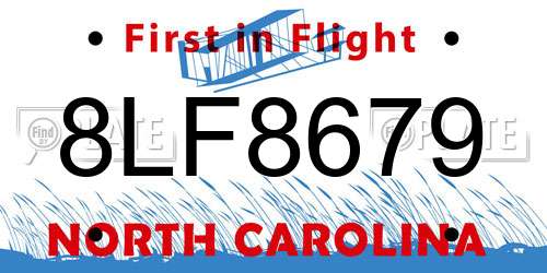 8LF8679 North Carolina License Plate