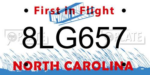 8LG657 North Carolina License Plate