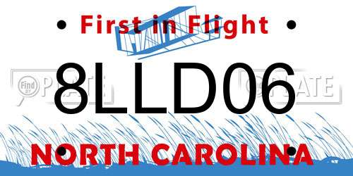 8LLD06 North Carolina License Plate