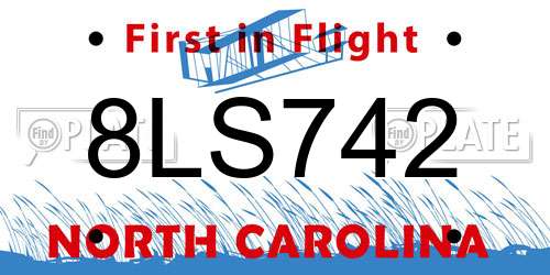 8LS742 North Carolina License Plate