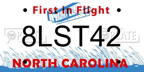 8LST42 North Carolina License Plate