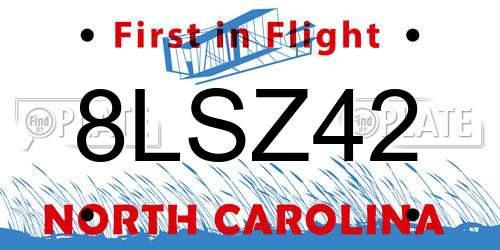 8LSZ42 North Carolina License Plate