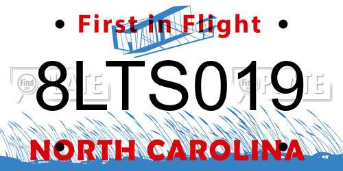 8LTS019 North Carolina License Plate