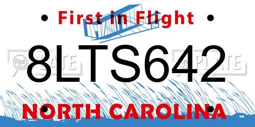 8LTS642 North Carolina License Plate