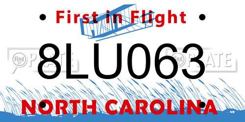 8LU063 North Carolina License Plate