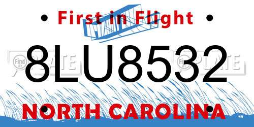 8LU8532 North Carolina License Plate