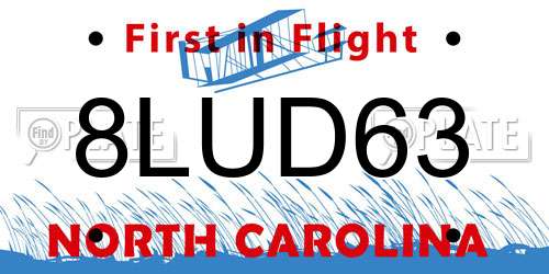 8LUD63 North Carolina License Plate