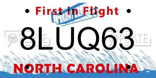 8LUQ63 North Carolina License Plate