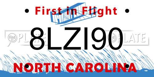 8LZI90 North Carolina License Plate