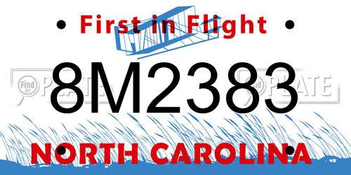 8M2383 North Carolina License Plate