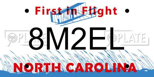 8M2EL North Carolina License Plate