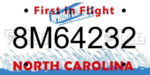 8M64232 North Carolina License Plate