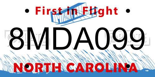8MDA099 North Carolina License Plate