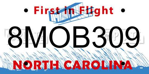 8MOB309 North Carolina License Plate
