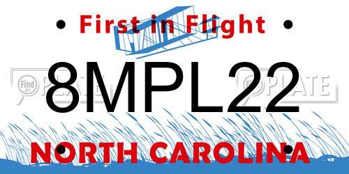 8MPL22 North Carolina License Plate